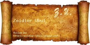 Zeidler Ubul névjegykártya